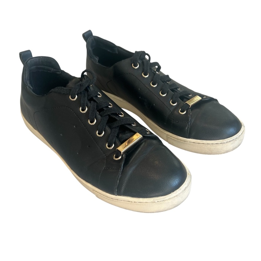🍁SALE🍁 Black Faux Leather ALDO Merane Women’s Size 8.5M Athleisure Shoes w/Gold